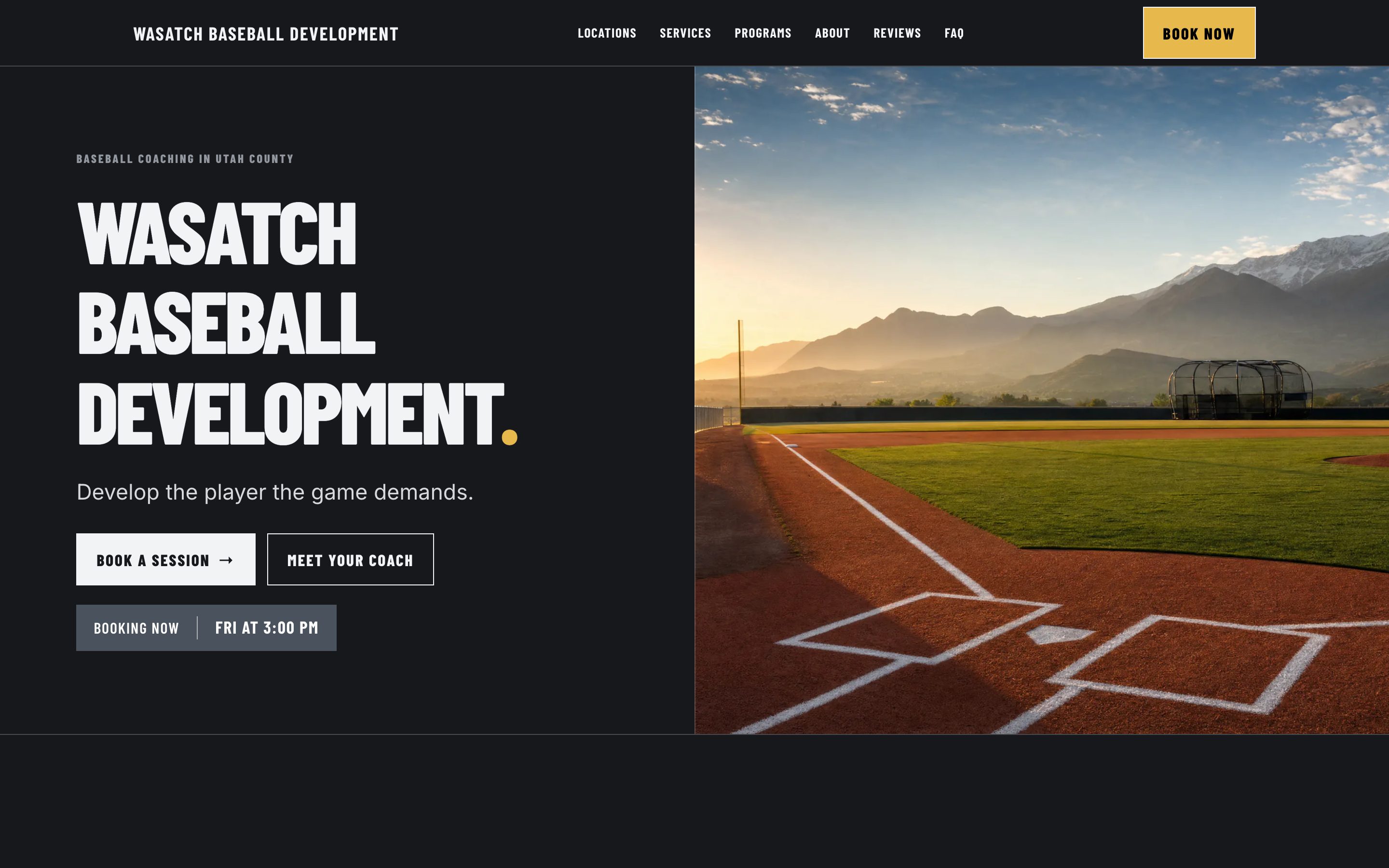 The Wasatch Baseball Development coaching site built with Elite Coach Booking