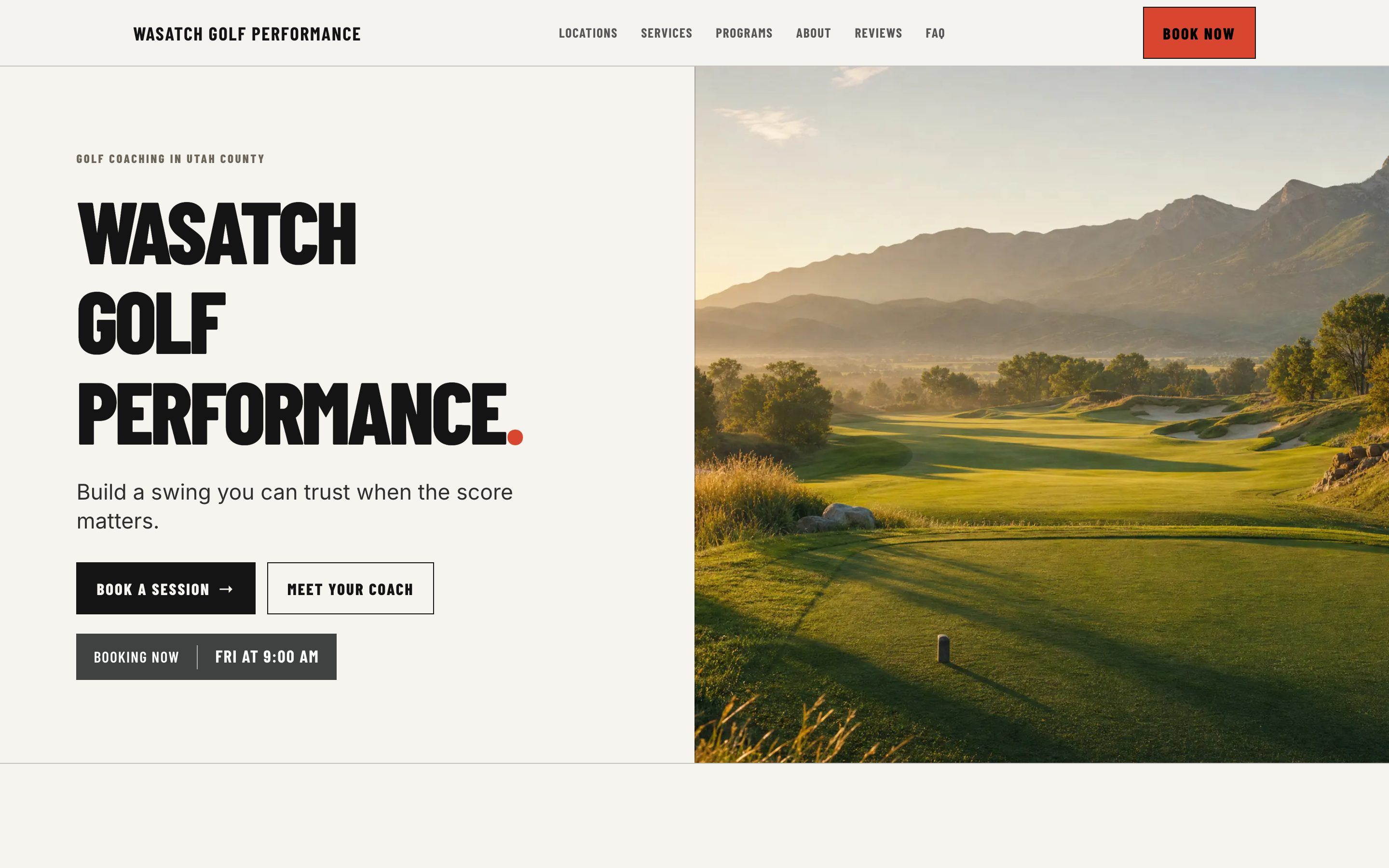 The Wasatch Golf Performance coaching site built with Elite Coach Booking