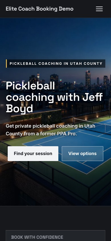 Mobile preview of the Graphite Gold Hairline coaching website