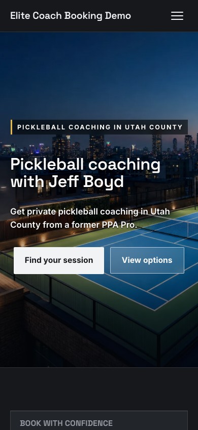 Mobile preview of the Graphite Gold Hairline coaching website