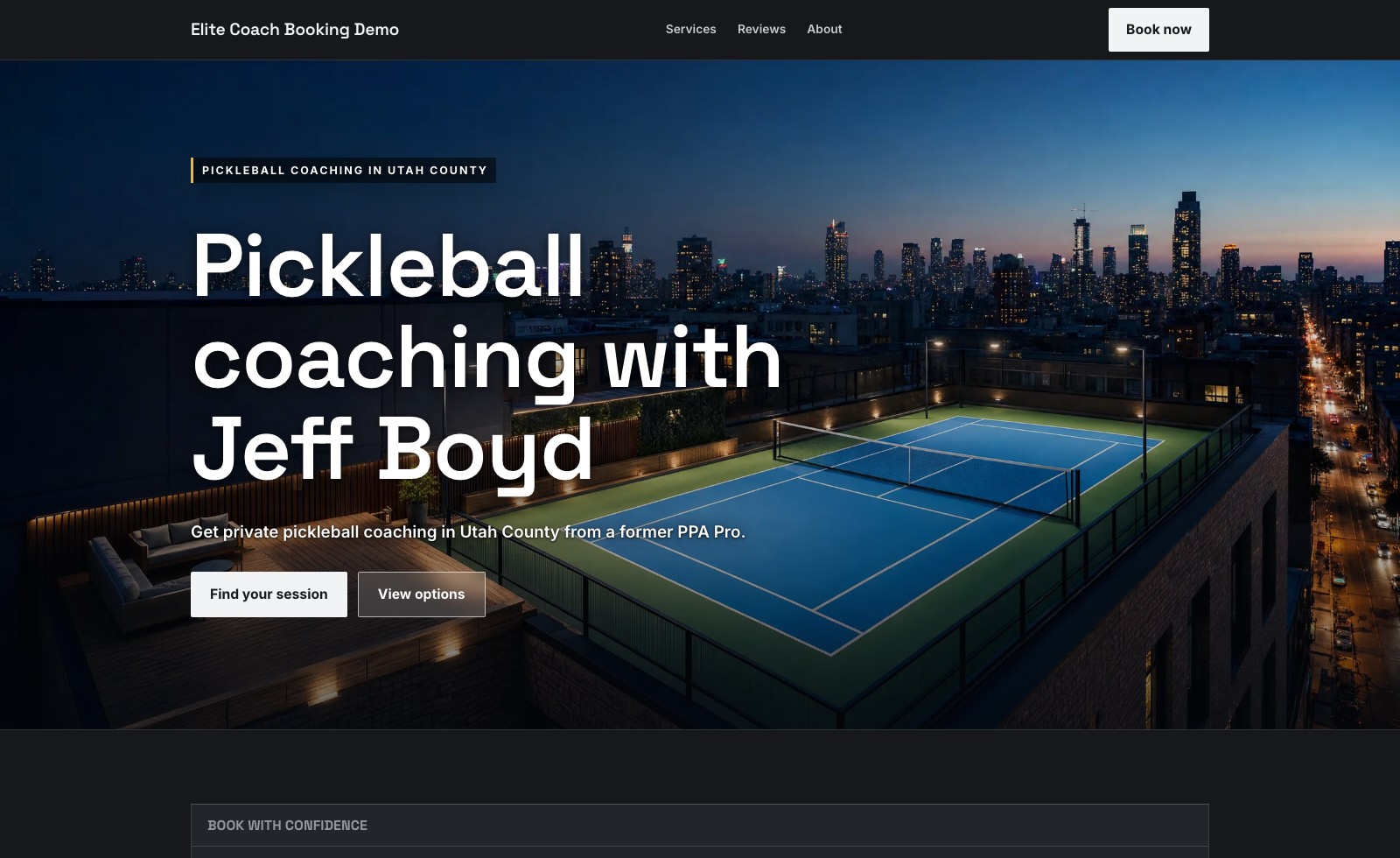 The Jeff Boyd coaching website in the Hairline design with the Graphite Gold color palette
