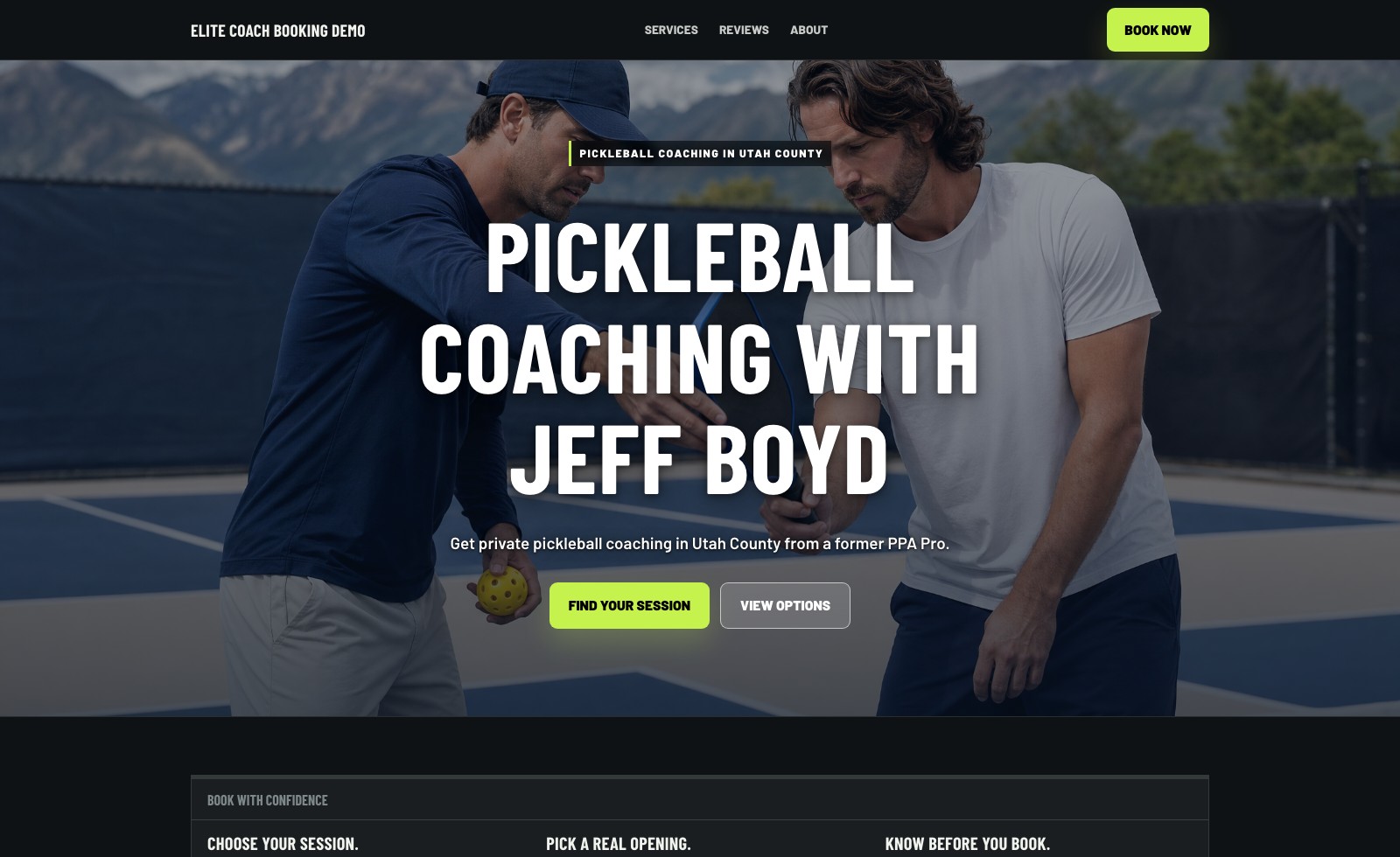 The Jeff Boyd coaching website in the Athletic design with the Court Lights color palette
