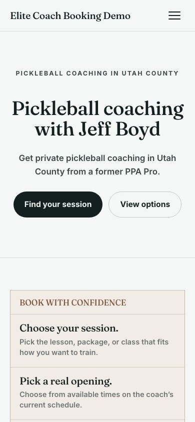 Mobile preview of the Sea Glass Open Air coaching website