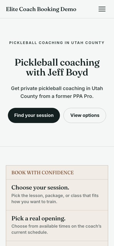 Mobile preview of the Sea Glass Open Air coaching website