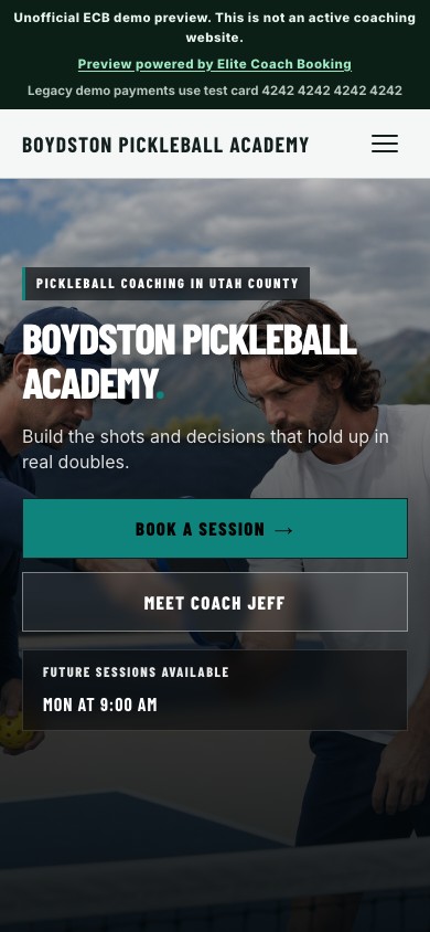 Mobile preview of the live Jeff Boyd coaching website