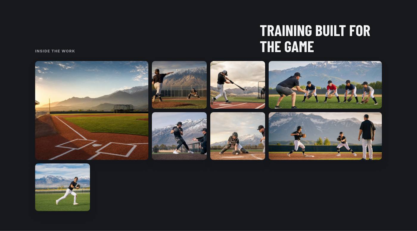 Real training gallery section from Wasatch Baseball Development