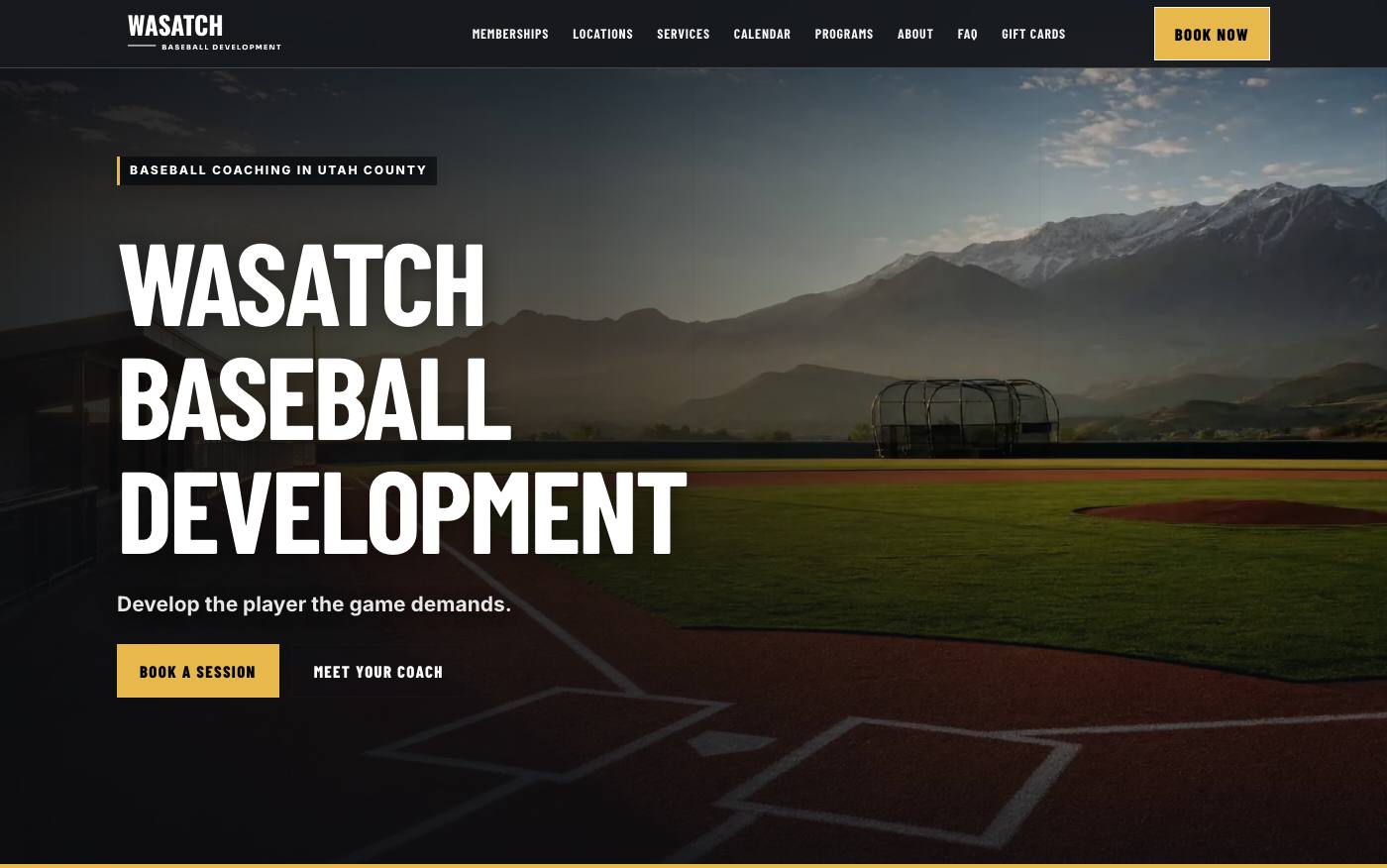 The real published homepage for Wasatch Baseball Development