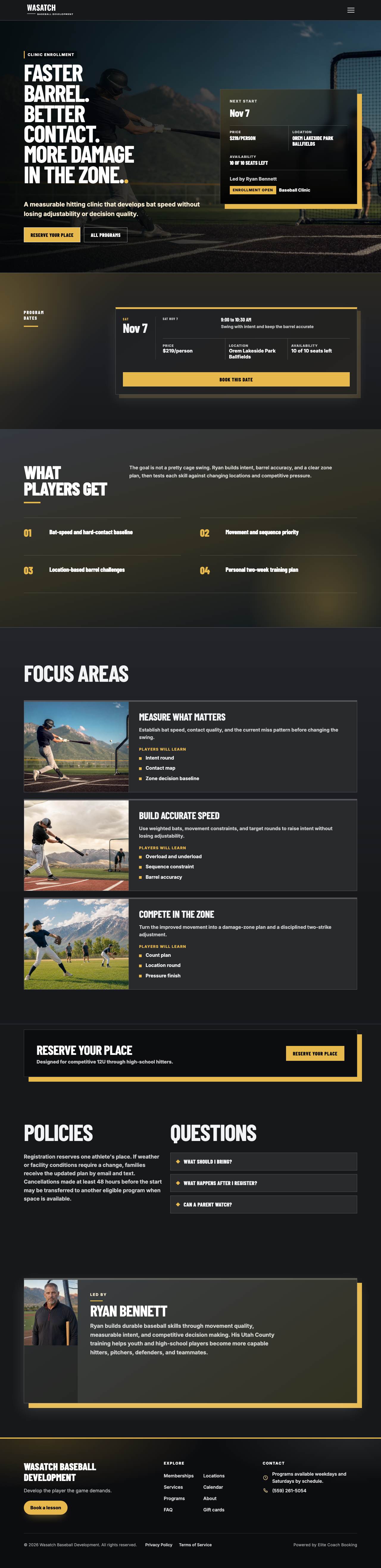 Published landing page for Contact & Bat Speed Lab