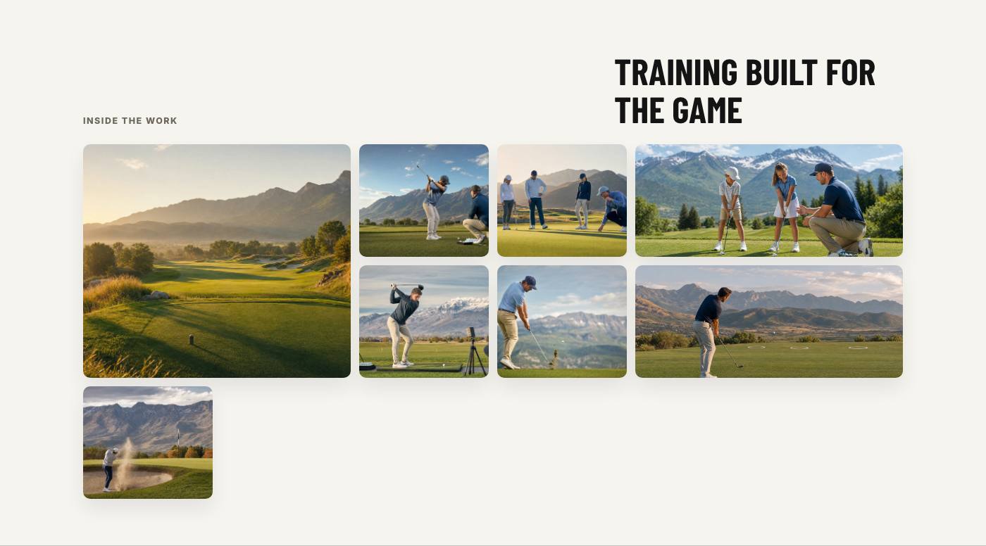 Real training gallery section from Wasatch Golf Performance