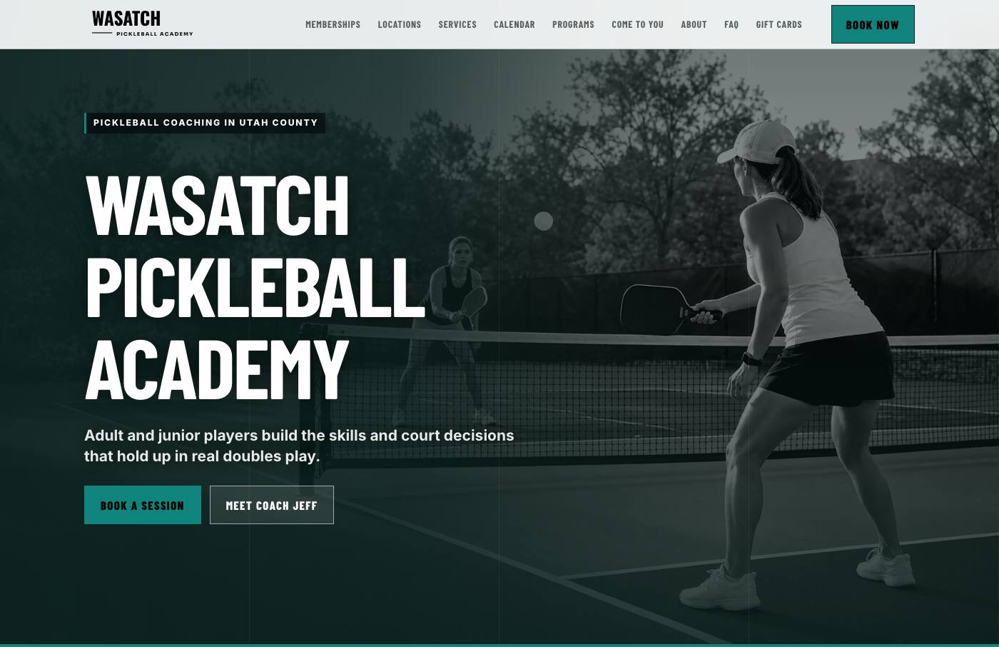 Published pickleball coaching website built with Elite Coach Booking