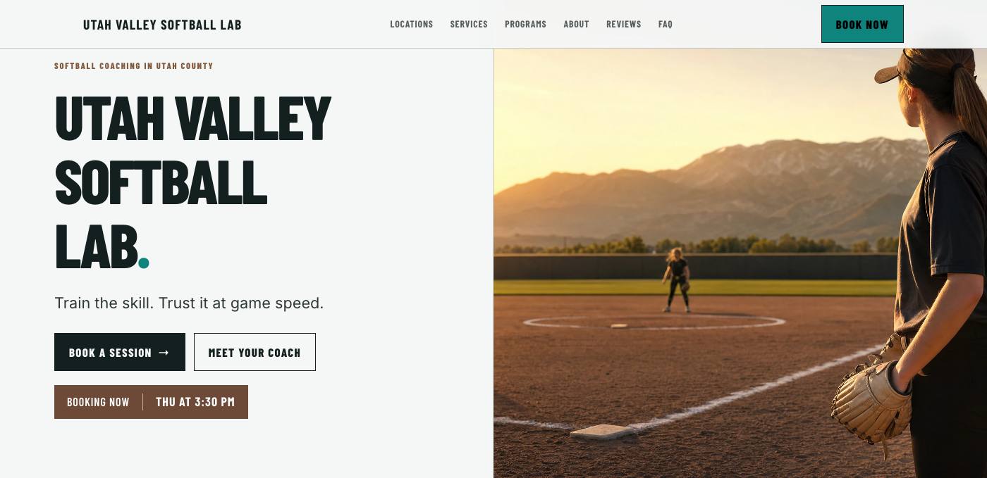 The real published homepage for Utah Valley Softball Lab