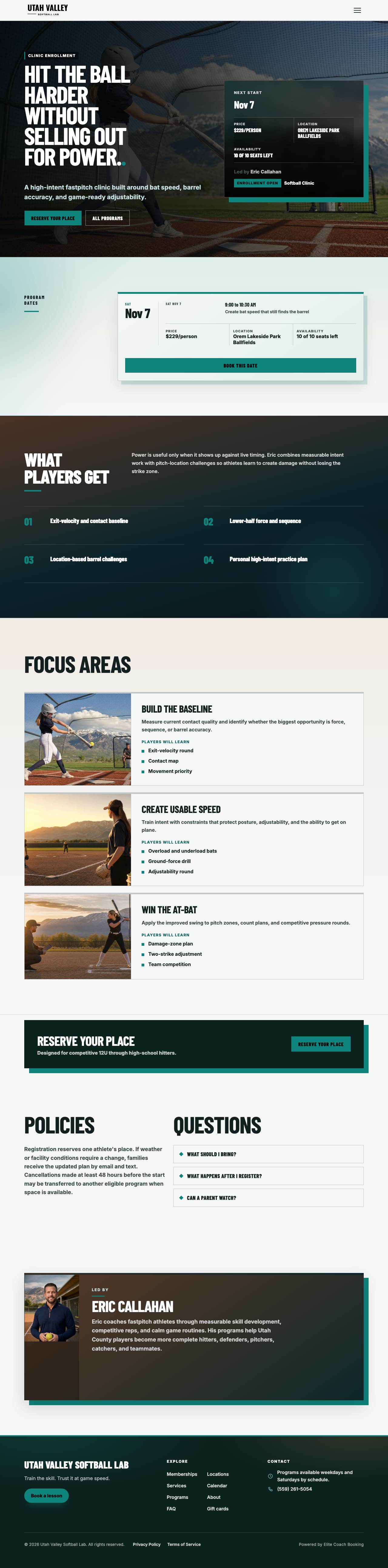 Published landing page for Power Hitting Lab