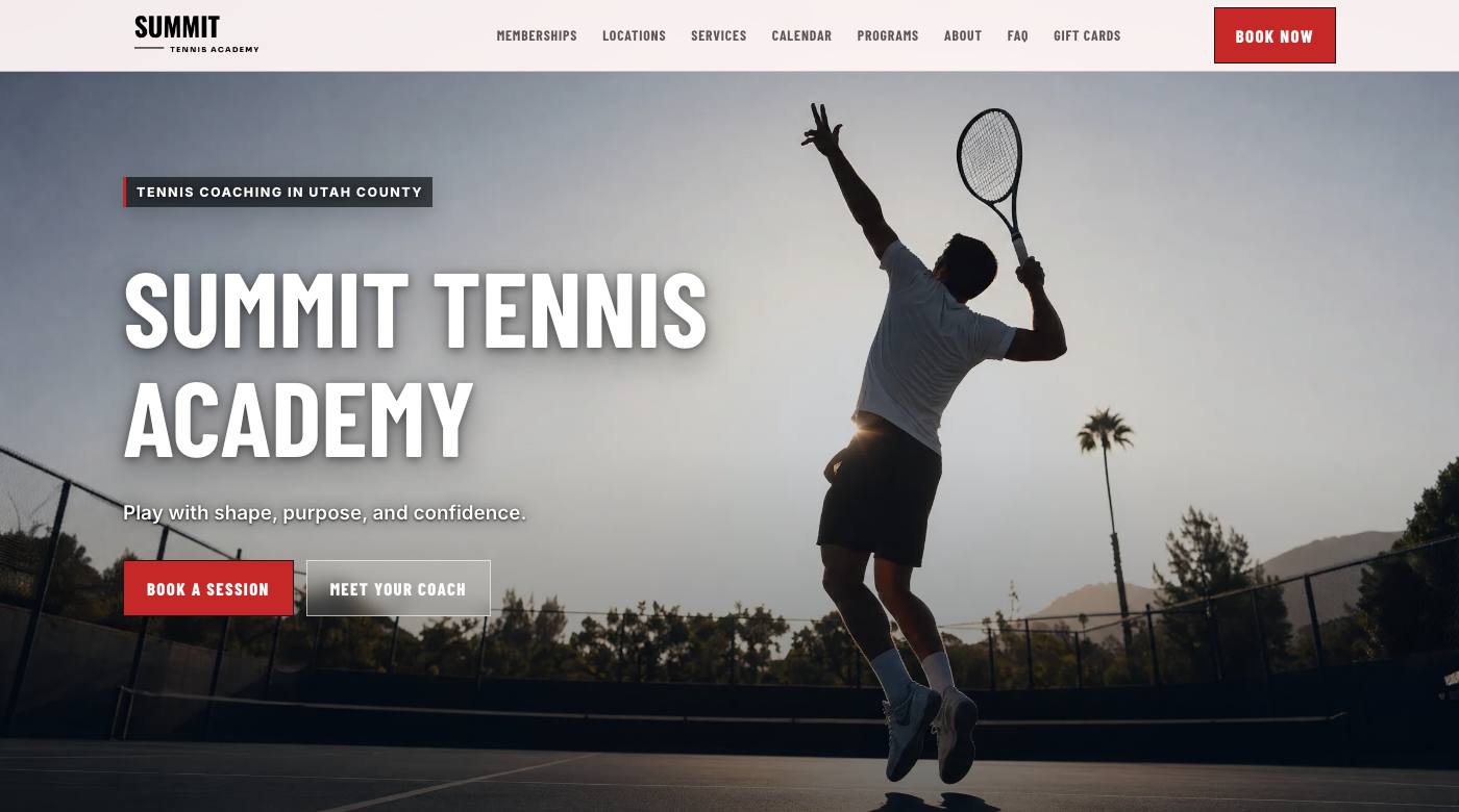 Summit Tennis Academy website published through Elite Coach Booking